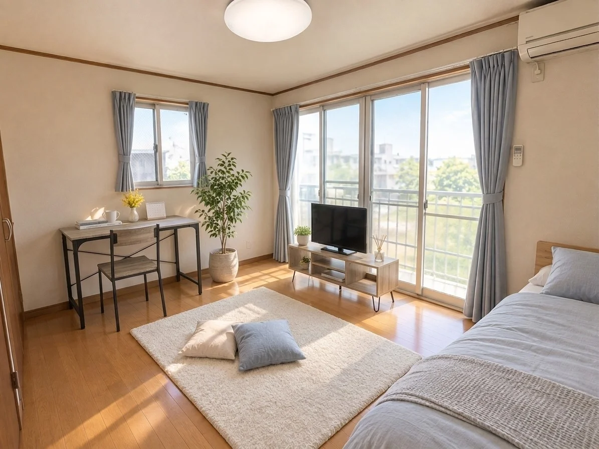 大きな窓の明るいお部屋です