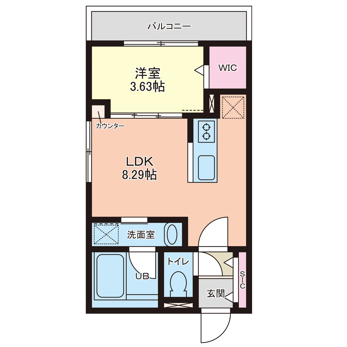 寝室とリビングを引き戸で仕切れる、使い勝手の良い1LDK。 扉を閉めれば、くつろぐ空間と眠る空間をしっかり分けられ、開ければひと続きの開放的な空間に。生活スタイルに合わせて使い分けられる間取りです。