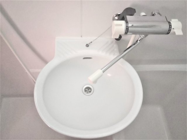 混合水栓で温度調節が簡単♪