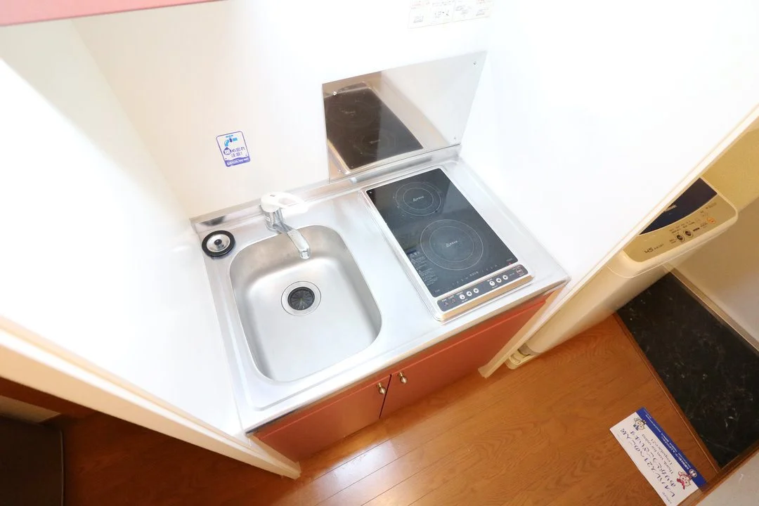 2口コンロ付きラジエントヒータを設置