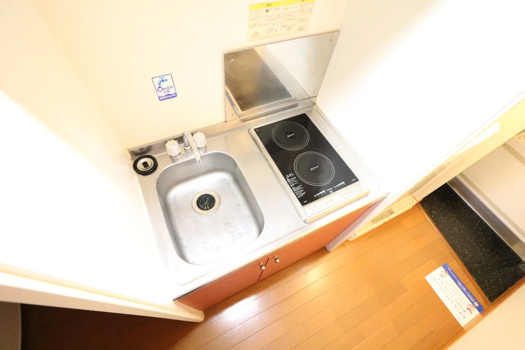 ２口コンロ付きラジエントヒータを設置