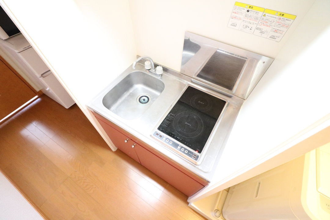２口コンロ付きラジエントヒータを設置