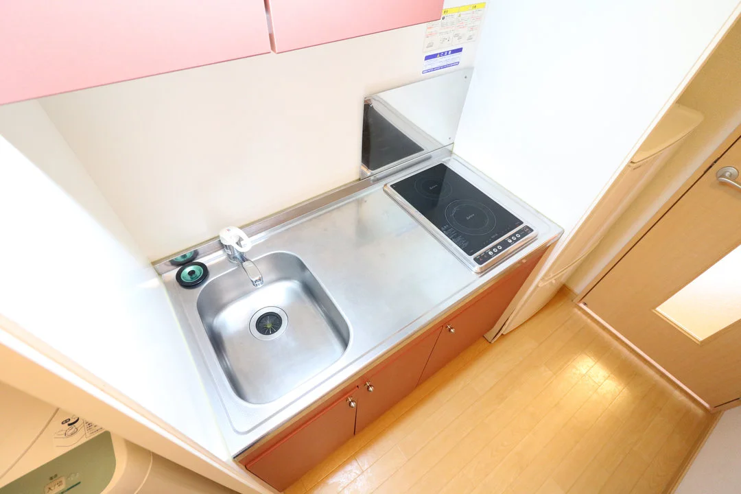 ２口コンロ付きラジエントヒータを設置