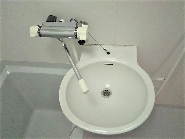 混合水栓で温度調節が簡単！