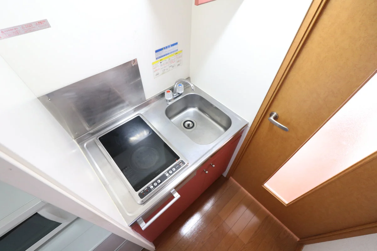 ２口コンロ付きラジエントヒータを設置