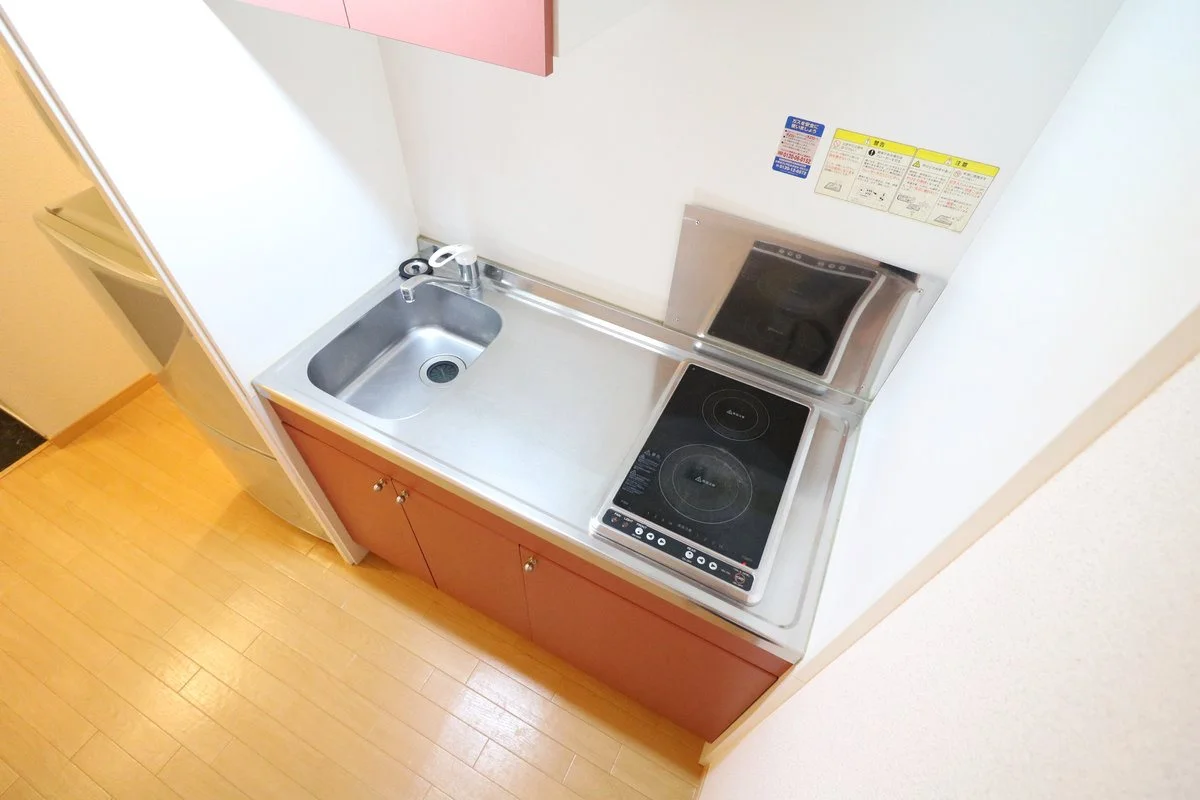 ２口コンロ付きラジエントヒータを設置