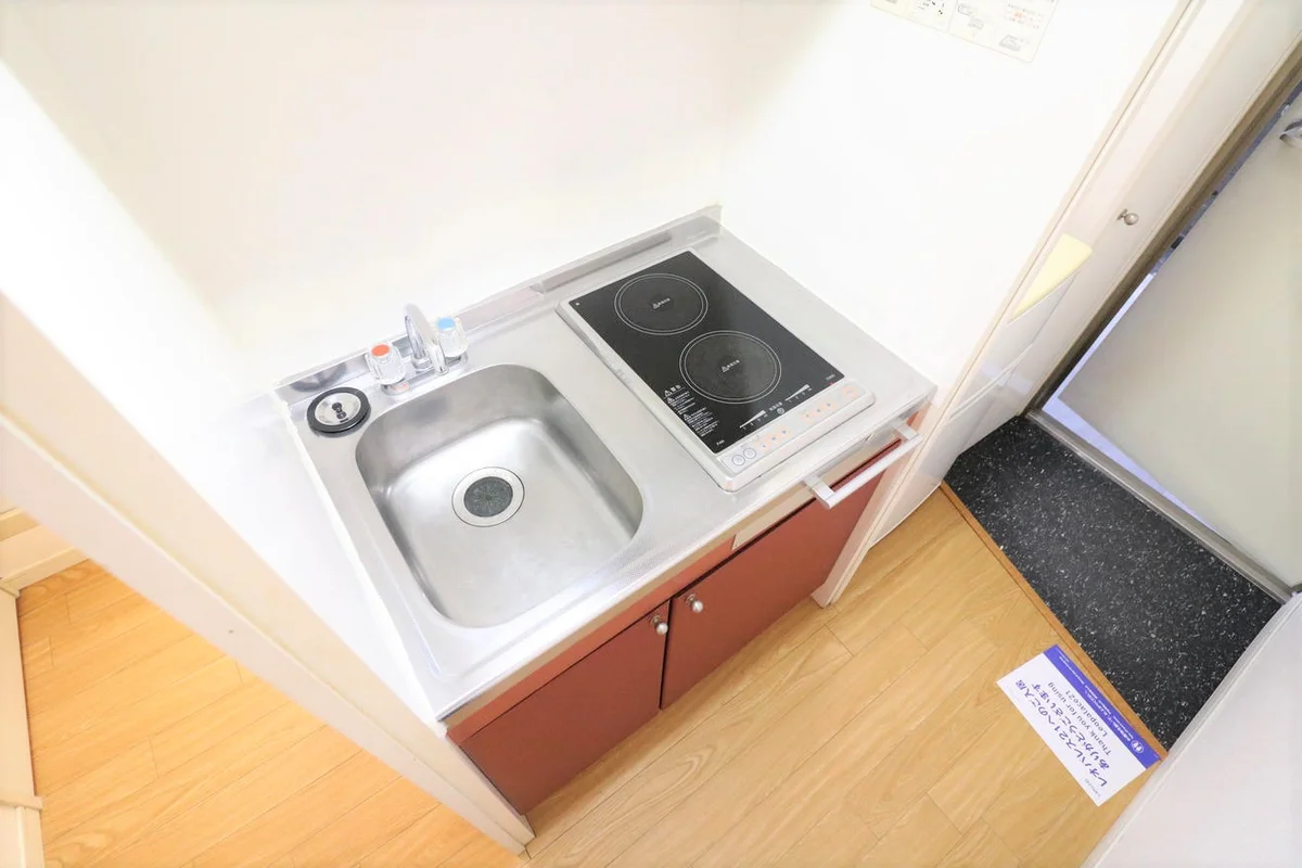 ２口コンロ付きラジエントヒータを設置