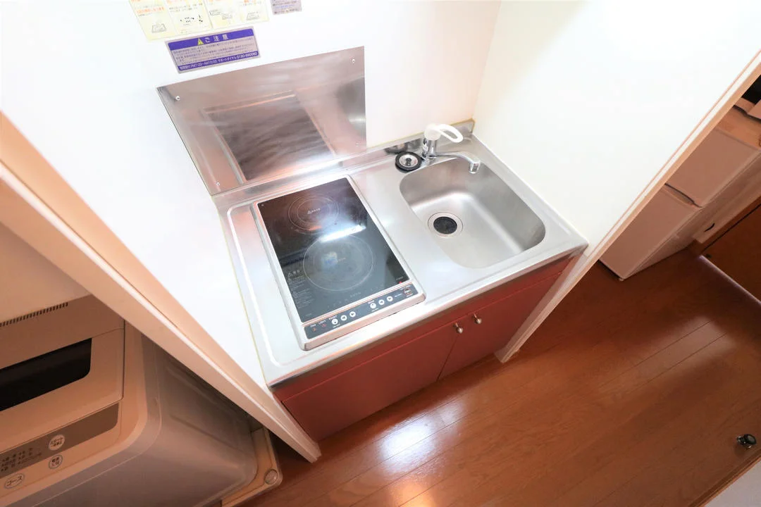 ２口コンロ付きラジエントヒータを設置
