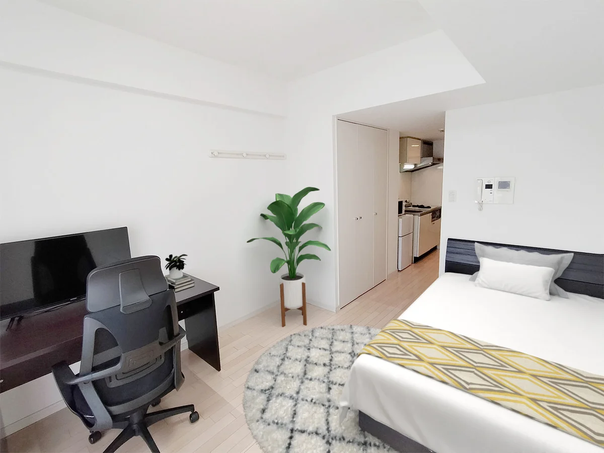 写真はお部屋のイメージです。ラグなどの室内装飾はございません。