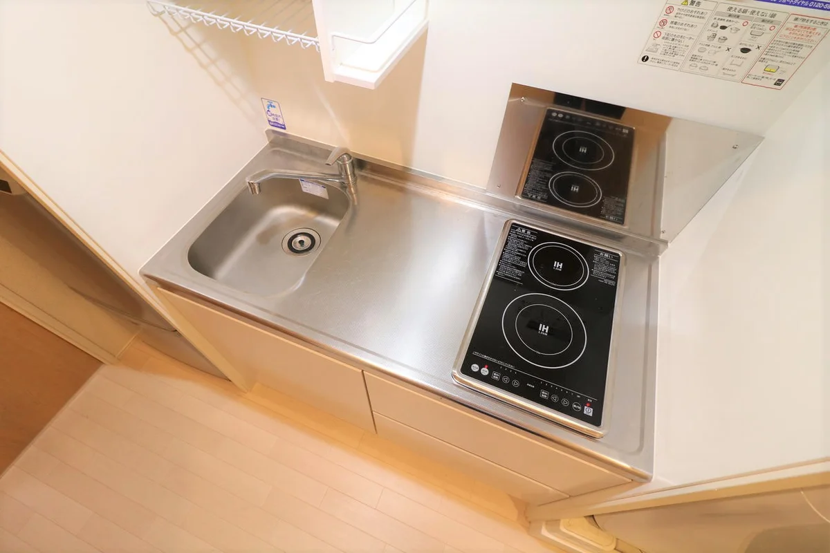 カウンターキッチン2口コンロ（ⅠＨ専用）お掃除が楽チン