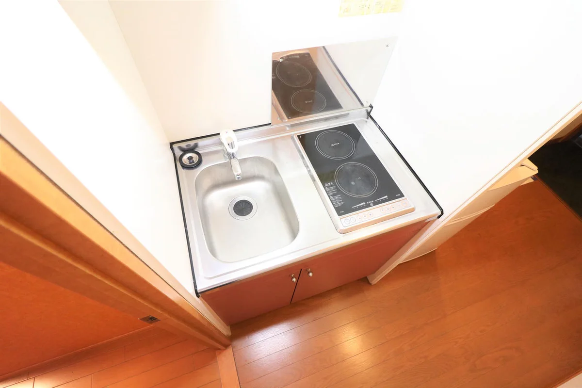 ２口コンロ付きラジエントヒータを設置
