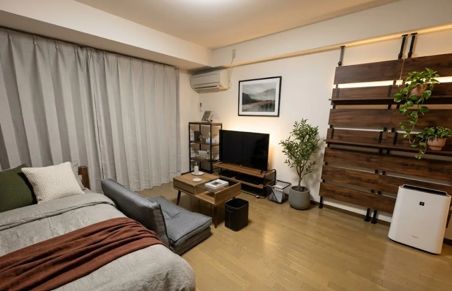 Kマンスリー金沢(金沢市北町)212♪お洒落な棚が印象的な広々とした室内です※植木と額とクッションなどは写真用です。