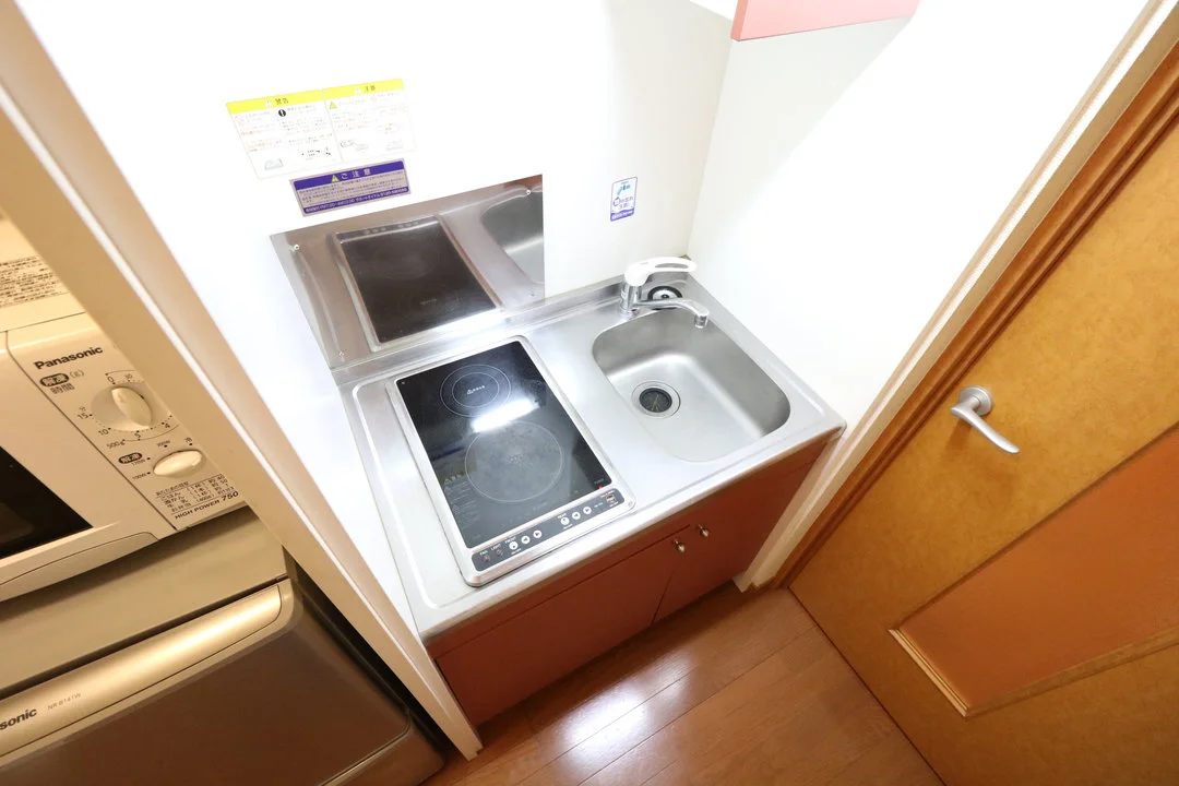２口コンロ付きラジエントヒータを設置