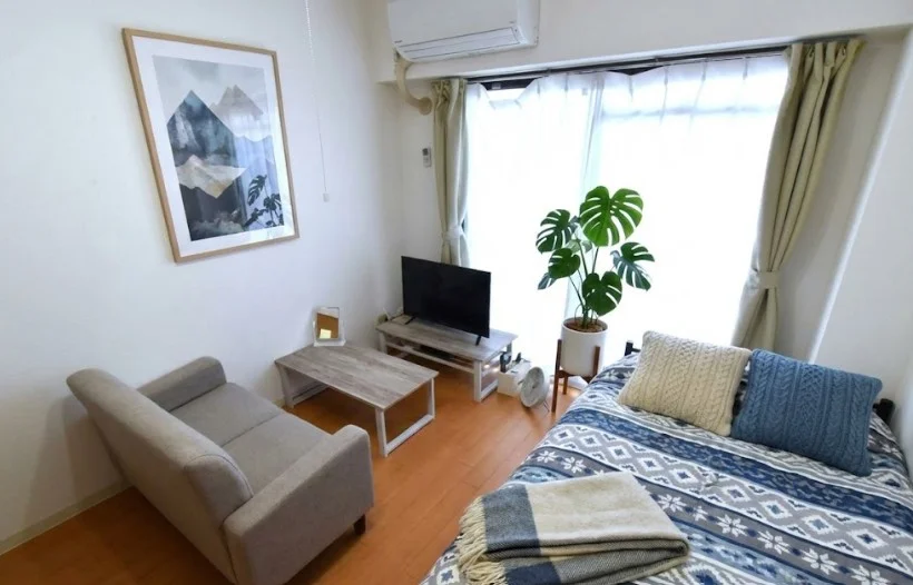 ソファ・テレビ付き　休日や仕事帰りに楽しむことが可能です！ティッシュや消臭スプレーなど備品も充実してます※植木と額は写真用です。