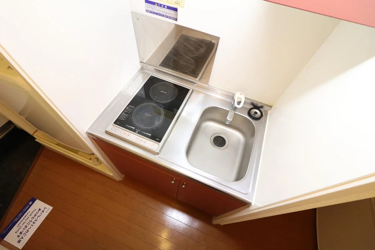 ２口コンロ付きラジエントヒータを設置