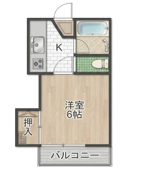 【間取図】大人気の1Kタイプ新潟駅前ウィークリーマンション♪広々使えて新潟駅前人気格安マンスリーマンション★