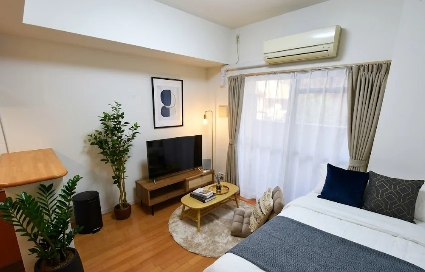 カウンターありで　ゆったりとした室内！ビジネスホテルなどにはない雰囲気のスペースをご提供！割安なので出張やリフォームの間の滞在にもおすすめです。※植木と額とクッションなどは写真用です。