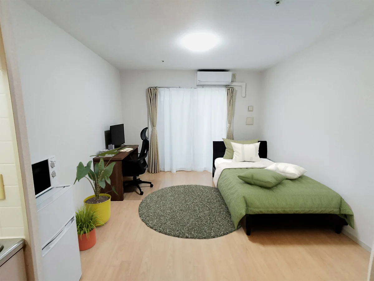 写真はお部屋のイメージです。ラグなどの室内装飾はございません。