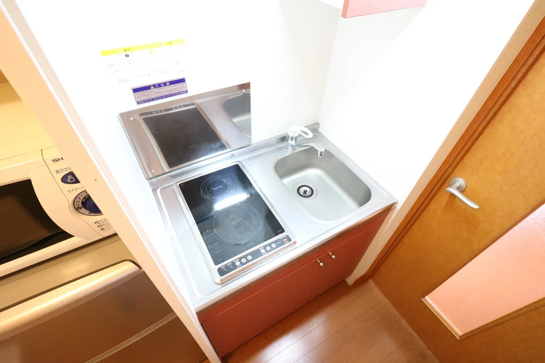 ２口コンロ付きラジエントヒータを設置