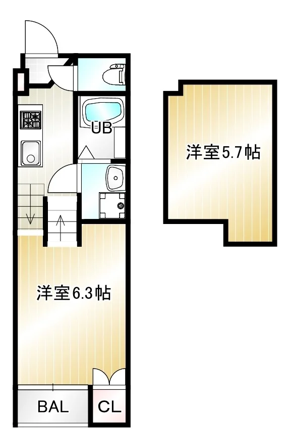 １K＋サービスルームでホテルよりも広く使えます