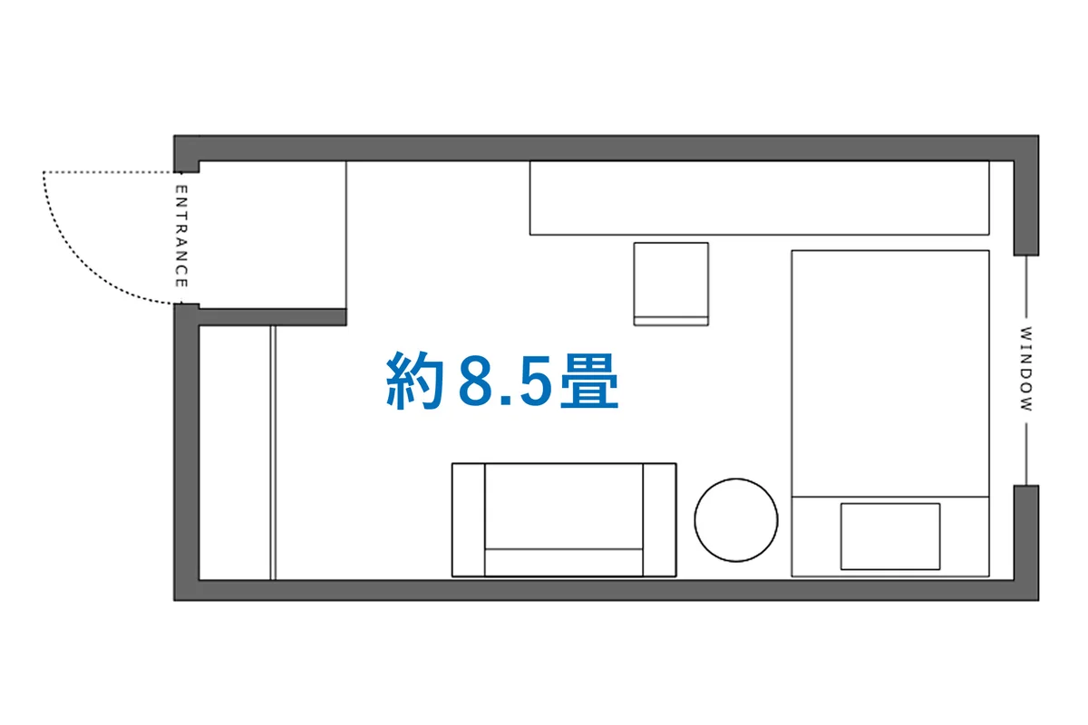必要なものがコンパクトにまとまったシンプルかつおしゃれなお部屋。