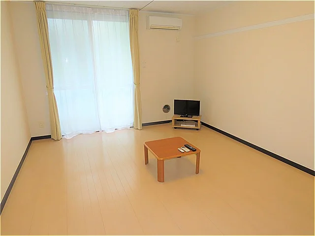 カーテンやテーブル、テレビも備え付けです