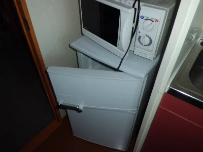 冷蔵庫と電子レンジ。