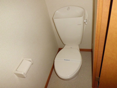白く清潔なトイレです。