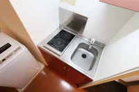 2口コンロ付きラジエントヒータを設置