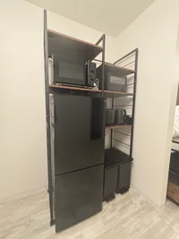 ブラックで統一♪冷蔵庫・電子レンジ・ケトルもございます♪