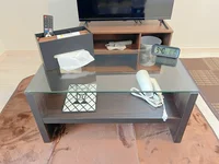 ローテーブルをご用意しています！棚付きなので便利です☺