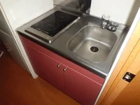 電気コンロ付の台所流し台。