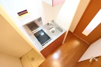 2口コンロ付きラジエントヒータを設置