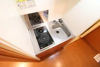 キッチン2口コンロ(手前のみⅠH専用)お掃除が楽チン