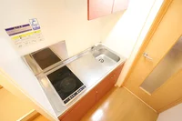 2口コンロ付きラジエントヒータを設置