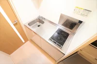 ワイドキッチン2口コンロ(ⅠH専用)お掃除が楽チン