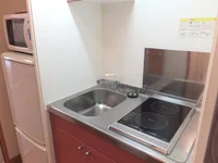 ２口電気コンロ　シングルレバーで温度調節が簡単！