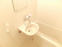 白を基調とした清潔感溢れる浴室です。