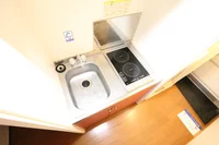 2口コンロ付きラジエントヒータを設置