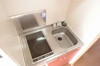 ラジエントヒーター２口。お掃除楽々！