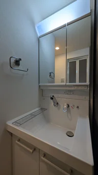 収納たっぷりな独立洗面台♪