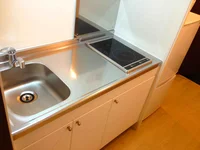 2口コンロはIHとラジエントヒーターです。