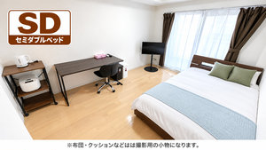 大阪市北区のマンスリーマンション・ウィークリーマンション「SステイSW梅田ウエスト【禁煙ルーム・セミダブルベッド】(No.1135894)」メイン画像
