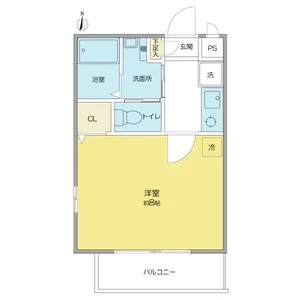 窓はベランダ側のみとなります
