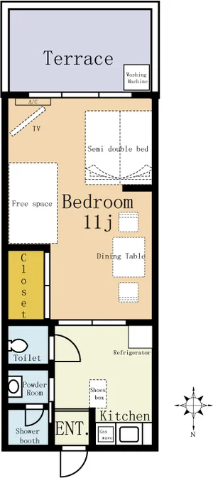 のマンスリーマンション・ウィークリーマンション「フレックス横浜 1・1DK(No.1224735)」メイン画像
