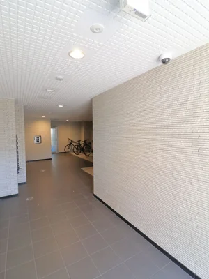 防犯カメラ　建物入口やエレベーター内等、様々なところに配置されており、セキュリティは安心です。