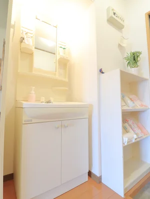 独立洗面台付きで朝自宅やお風呂上りに便利！　女性に嬉しい設備です！