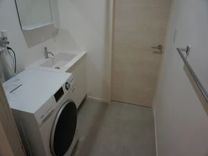 脱衣所/洗面台・ドラム式洗濯機・脱衣内物干し竿あり