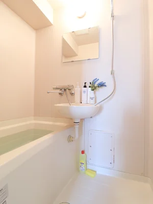 お風呂はユニットでゆったり♪　シャンプー・コンディショナー・ボディーソープで1日の汚れも　綺麗さっぱり！ハンドソープで外出帰りには手を洗って下さい！　お風呂もお風呂洗剤で定期的に綺麗にしてあげてください！