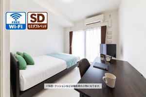 のマンスリーマンション・ウィークリーマンション「📣お値引き🈹キャンペーン✨Wi-Fi🛜無料✨禁煙🚭SステイEL難波レジデンス🛌セミダブルベッド(No.1282157)」メイン画像